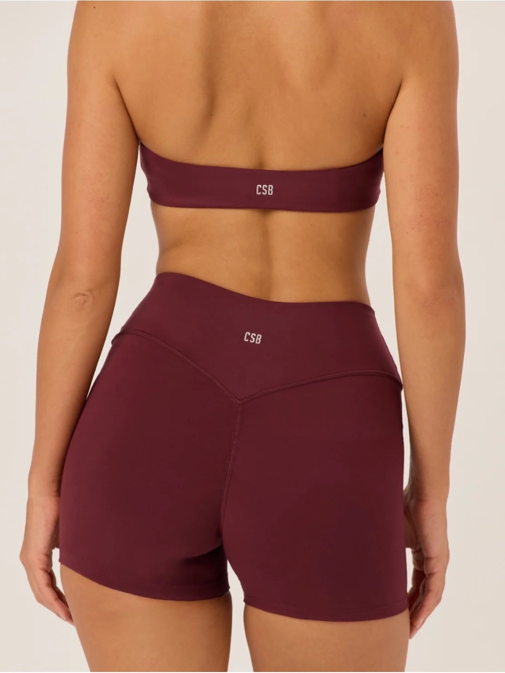 CSB Serenity Invisible Scrunch Shorts 4" Burgundy NWOT